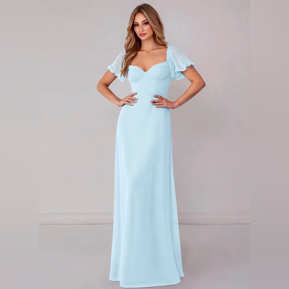 Azazie Fatima Sky Blue bridesmaid dress Sz 8